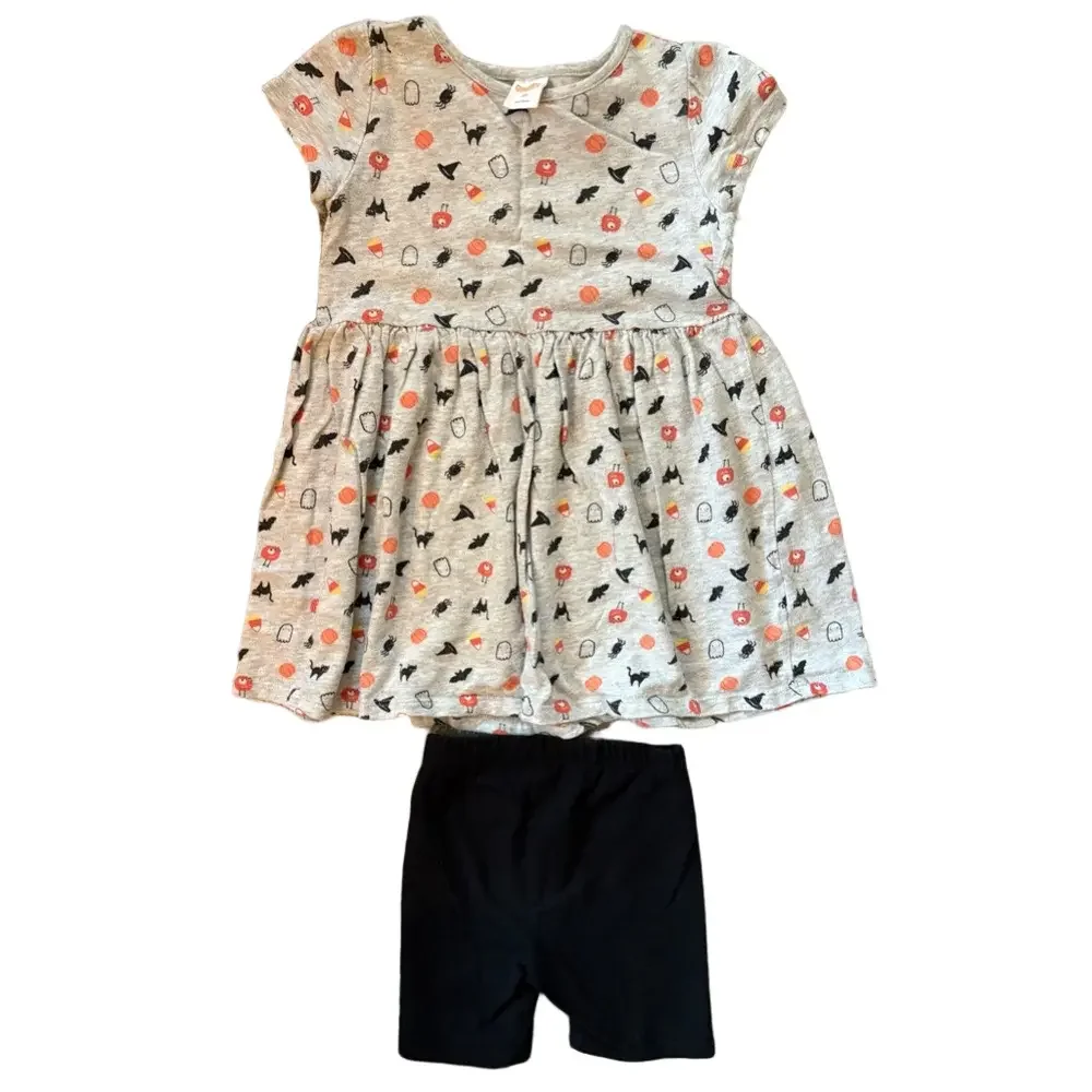 Gymboree Halloween Dress & Cat & Jack Black Bike Shorts 3T Outfit Set